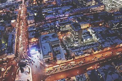 View of city street at night