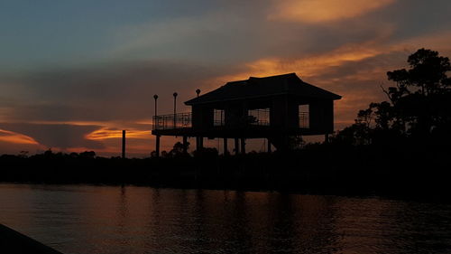 Built structure at sunset