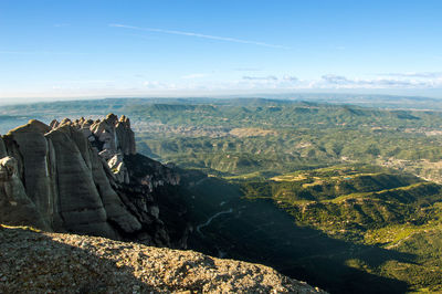 Montserrat, catalonia, spain - november 03 2018, rock formation of montserrat in late afternoon