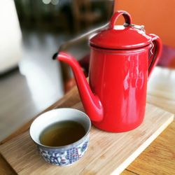 Close-up of coffee cup on table