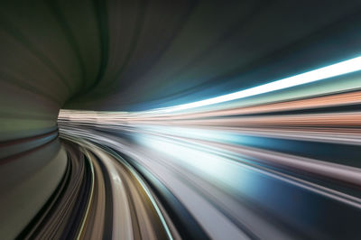 Blurred motion of light trails on tunnel