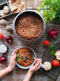 National russian folk cuisine. cooked buckwheat porridge.