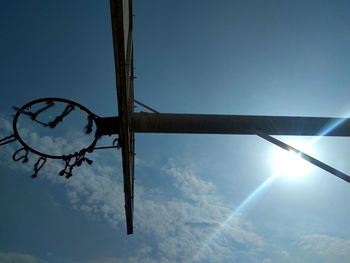 Low angle view of basketball hoop against sky