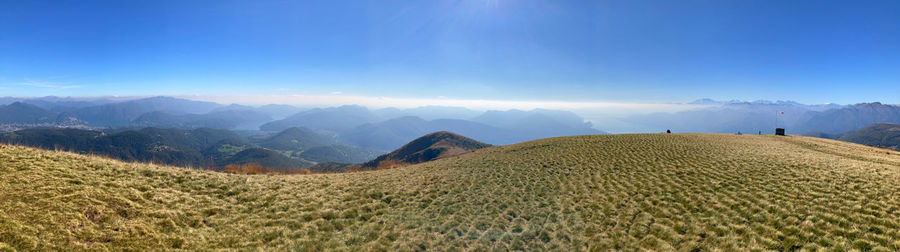 Panoramic view of agricultural landscape against sky