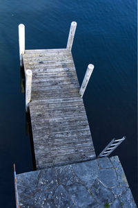 High angle view of pier on lake