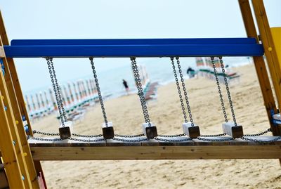 Close-up of swing in playground