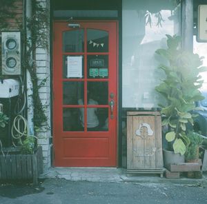 Closed door of building