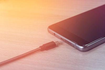 Close-up of laptop on table
