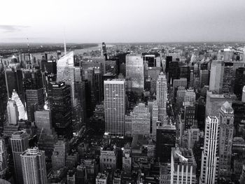 High angle view of modern buildings at manhattan