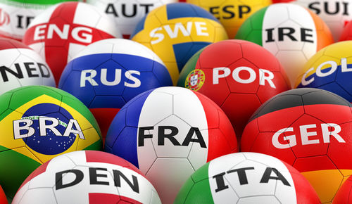 Full frame shot of soccer ball on table