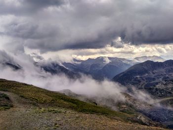 Scenic view of mountains against sky