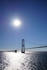 Bridge over sea against clear sky