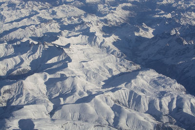 High angle view of snowcapped mountains