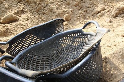 High angle view of a horse in basket
