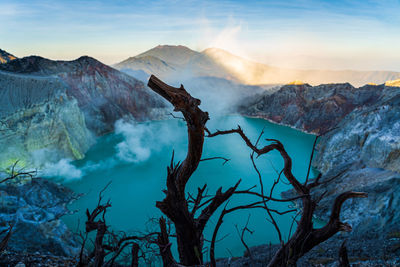 View of volcanic mountain range