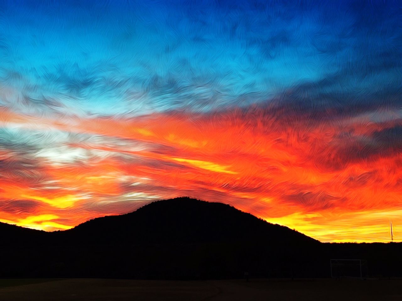 sunset, silhouette, scenics, sky, beauty in nature, tranquil scene, orange color, tranquility, mountain, dramatic sky, cloud - sky, idyllic, nature, landscape, cloud, majestic, mountain range, moody sky, dusk, non-urban scene