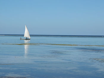 Boat sailing in sea