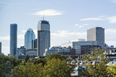 View of skyscrapers and office buildings in back bay area in boston, massachusetts