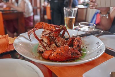 Close-up of food served on table in restaurant