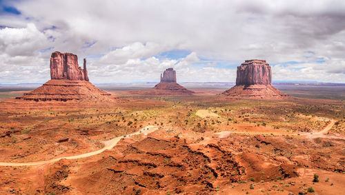 Panoramic view of rock formations against sky