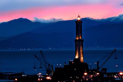 Scenic view of sea at dusk