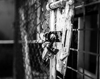 Close-up of rusty chain link fence