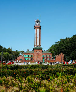 View of building against clear blue sky