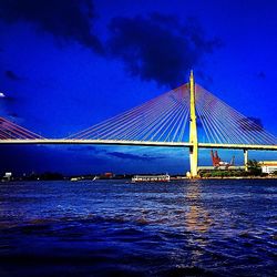 Bridge over river against blue sky