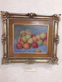 Close-up of various fruits in box on table