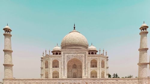 Low angle view of taj mahal against clear sky