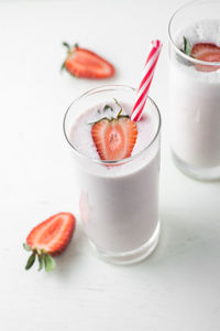 Close-up of juice with drink on table