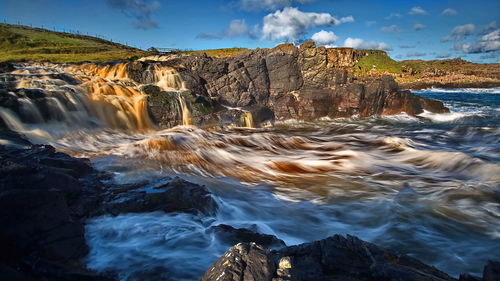 Scenic view of waterfall