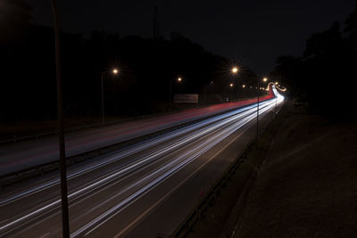 Light trails on highway at night