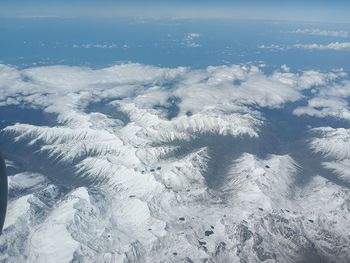 Clouds with snow over mountain near tbilisi