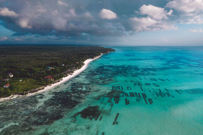 Aerial view of sea against sky