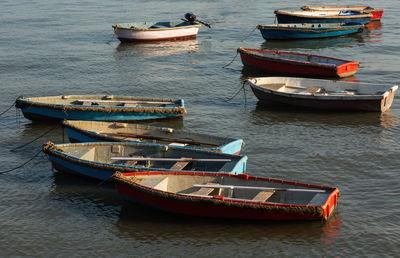 High angle view of boat in river