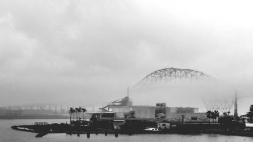 View of river in foggy weather