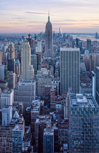 The empire state building and manhattan from the top of the rock. rockerfeller centre. new york.