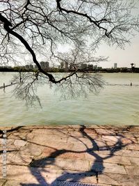 Scenic view of lake against sky