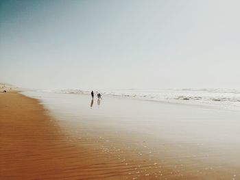 Scenic view of beach against clear sky