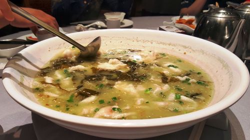 Close-up of soup in bowl