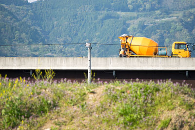 Low angle view of concrete mixer