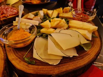 High angle view of food on table