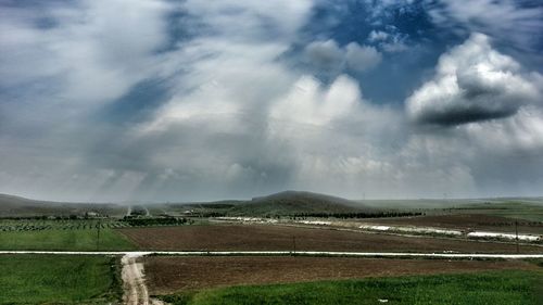 Scenic view of field against sky