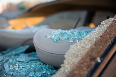 Close up of abandoned car