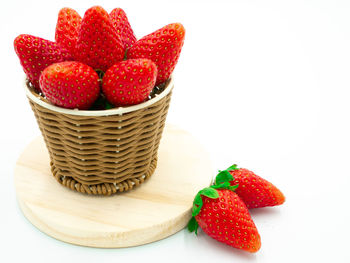 Close-up of strawberries in basket