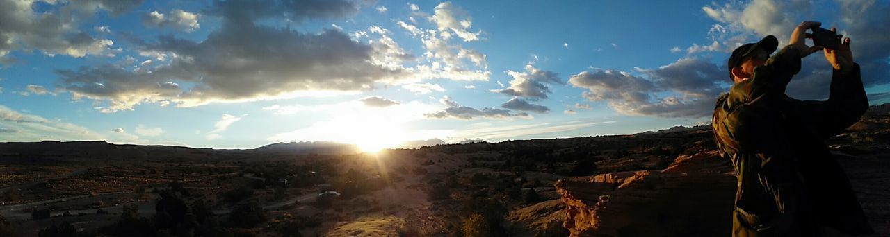 PANORAMIC VIEW OF LANDSCAPE AGAINST SKY AT SUNSET