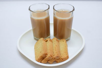 Close-up of drink served on table