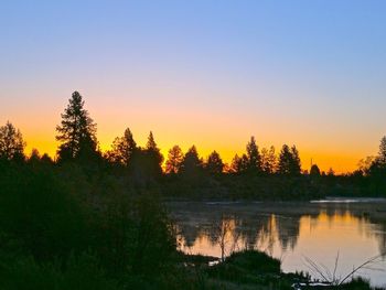 Scenic view of calm lake at sunset