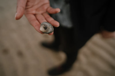 Close-up of person holding hand